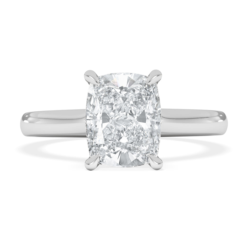 Amora 2.00ct Elongated Cushion Cut Lab Diamond Hidden Halo Solitaire Engagement Ring in 18K White Gold