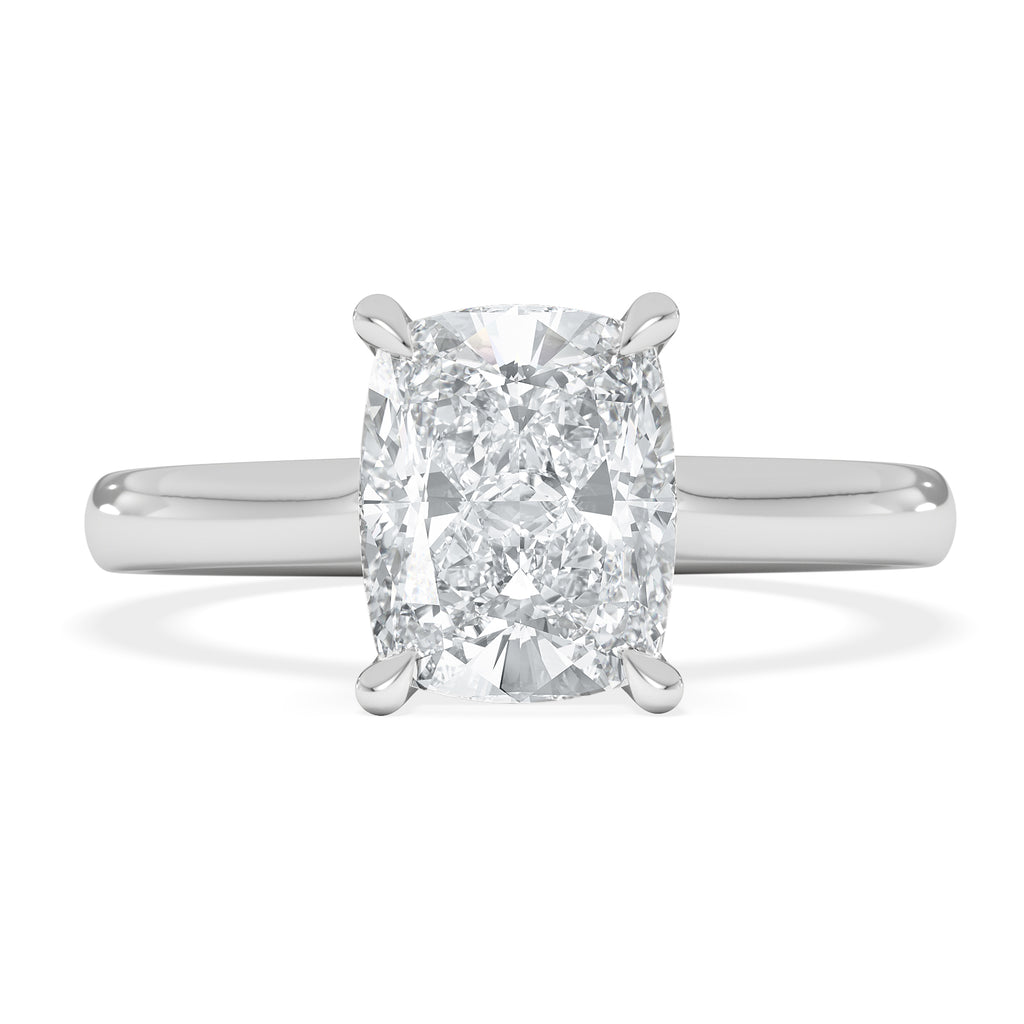 Amora 2.00ct Elongated Cushion Cut Lab Diamond Hidden Halo Solitaire Engagement Ring in 18K White Gold