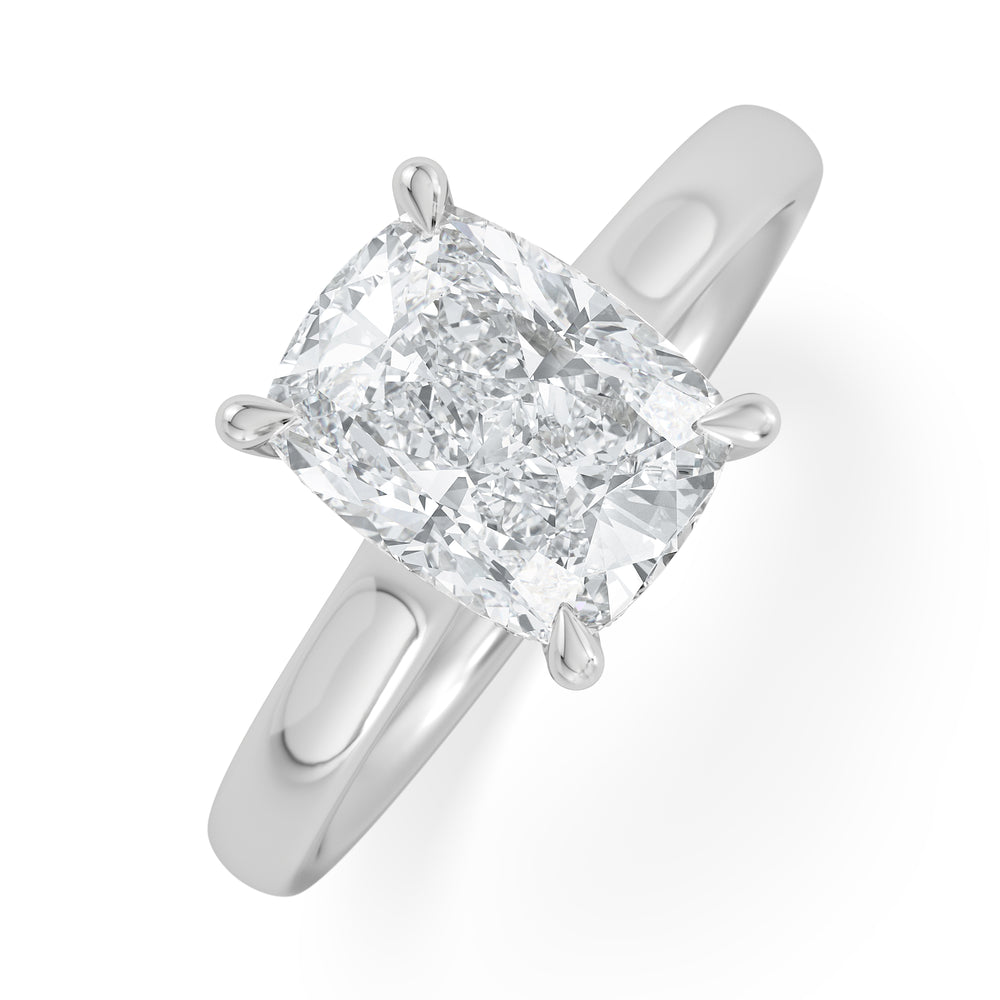 Amora 2.00ct Elongated Cushion Cut Lab Diamond Hidden Halo Solitaire Engagement Ring in Platinum