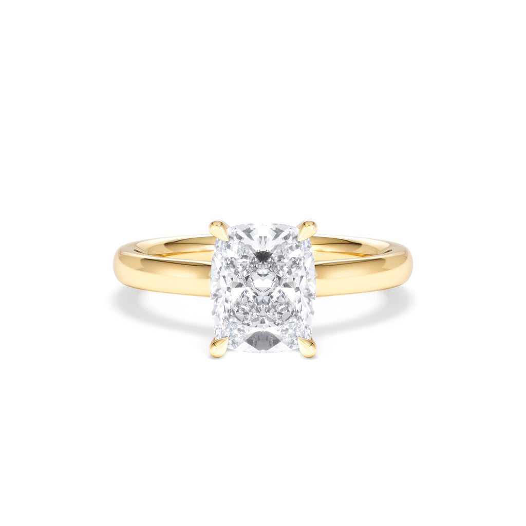 Amora 2.00ct Elongated Cushion Cut Lab Diamond Hidden Halo Solitaire Engagement Ring in 18K Yellow Gold