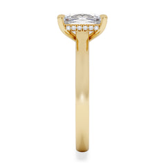 Amora 2.00ct Elongated Cushion Cut Lab Diamond Hidden Halo Solitaire Engagement Ring in 18K Yellow Gold