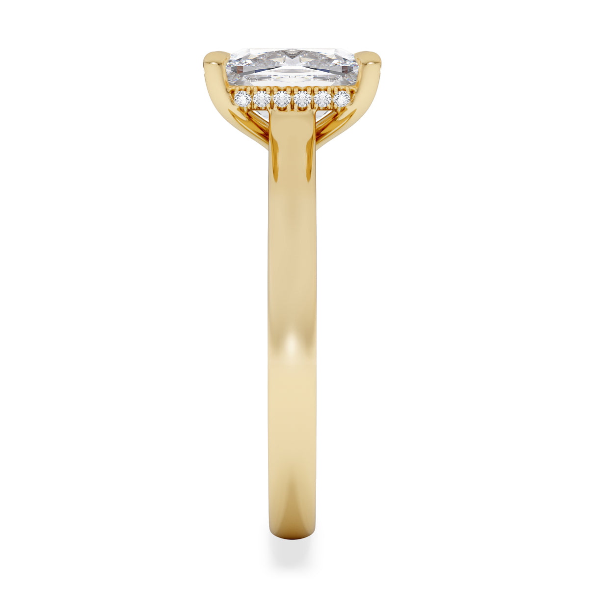 Amora 2.00ct Elongated Cushion Cut Lab Diamond Hidden Halo Solitaire Engagement Ring in 18K Yellow Gold