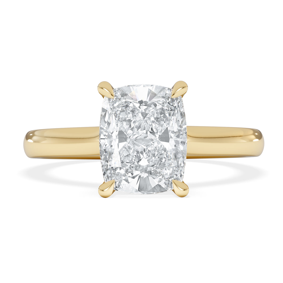 Amora 2.00ct Elongated Cushion Cut Lab Diamond Hidden Halo Solitaire Engagement Ring in 18K Yellow Gold