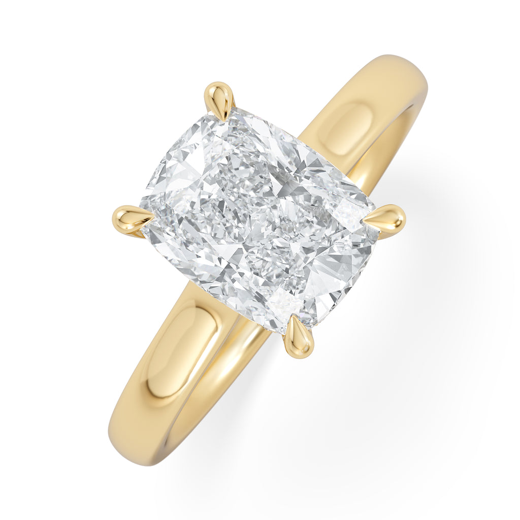 Amora 2.00ct Elongated Cushion Cut Lab Diamond Hidden Halo Solitaire Engagement Ring in 18K Yellow Gold