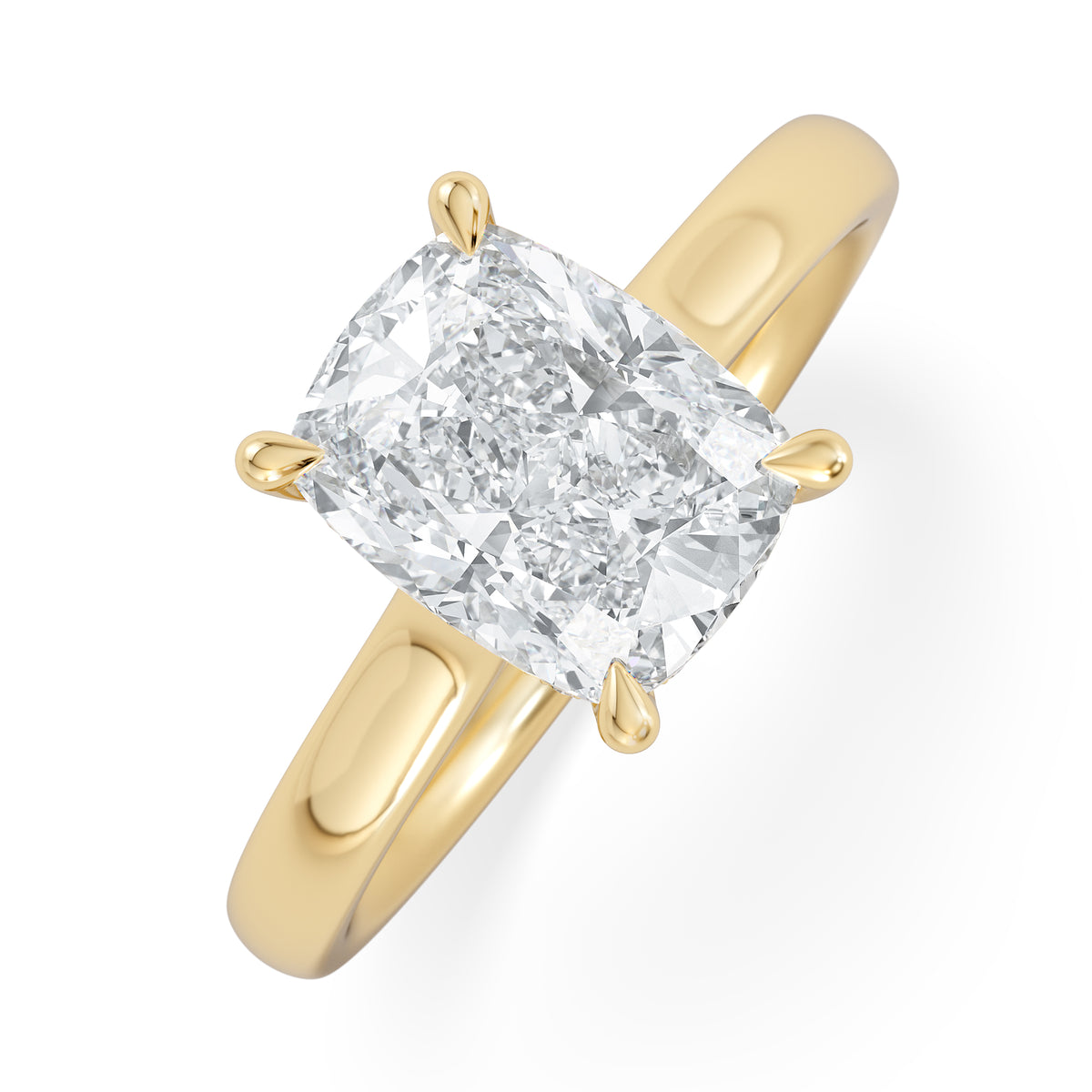 Amora 2.00ct Elongated Cushion Cut Lab Diamond Hidden Halo Solitaire Engagement Ring in 18K Yellow Gold