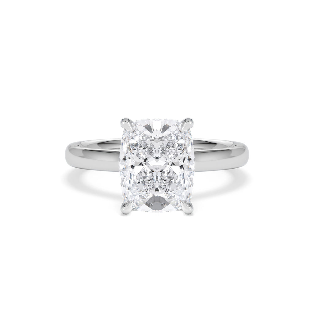 Amora 3.00ct Elongated Cushion Cut Lab Diamond Hidden Halo Solitaire Engagement Ring in Platinum