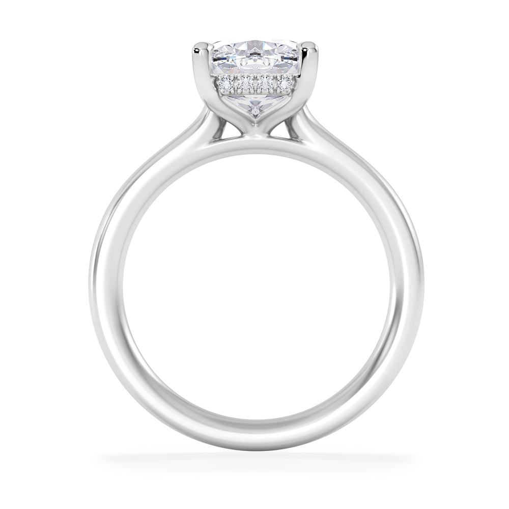 Amora 3.00ct Elongated Cushion Cut Lab Diamond Hidden Halo Solitaire Engagement Ring in 18K White Gold