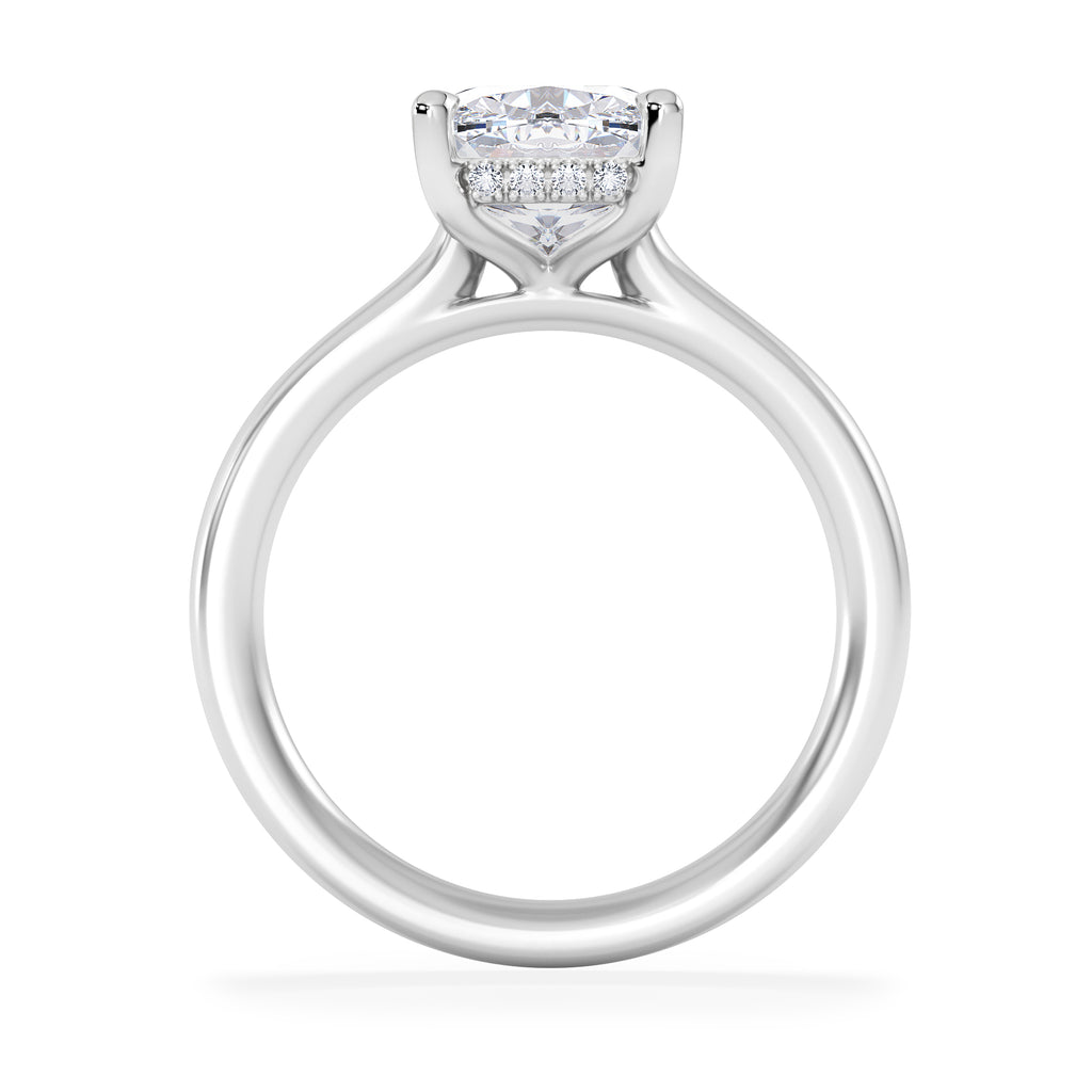 Amora 3.00ct Elongated Cushion Cut Lab Diamond Hidden Halo Solitaire Engagement Ring in 18K White Gold