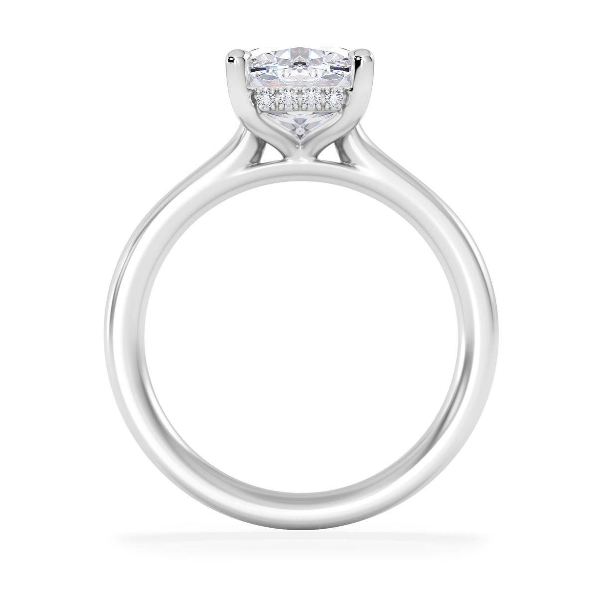 Amora 3.00ct Elongated Cushion Cut Lab Diamond Hidden Halo Solitaire Engagement Ring in 18K White Gold