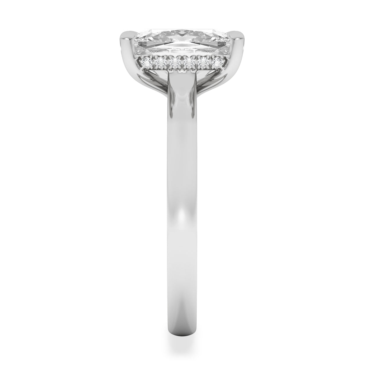 Amora 3.00ct Elongated Cushion Cut Lab Diamond Hidden Halo Solitaire Engagement Ring in 18K White Gold