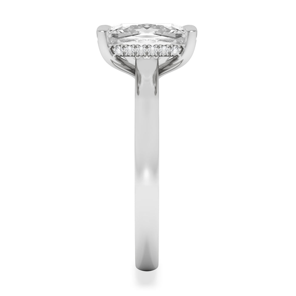 Amora 3.00ct Elongated Cushion Cut Lab Diamond Hidden Halo Solitaire Engagement Ring in Platinum