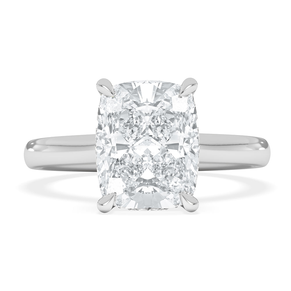 Amora 3.00ct Elongated Cushion Cut Lab Diamond Hidden Halo Solitaire Engagement Ring in Platinum