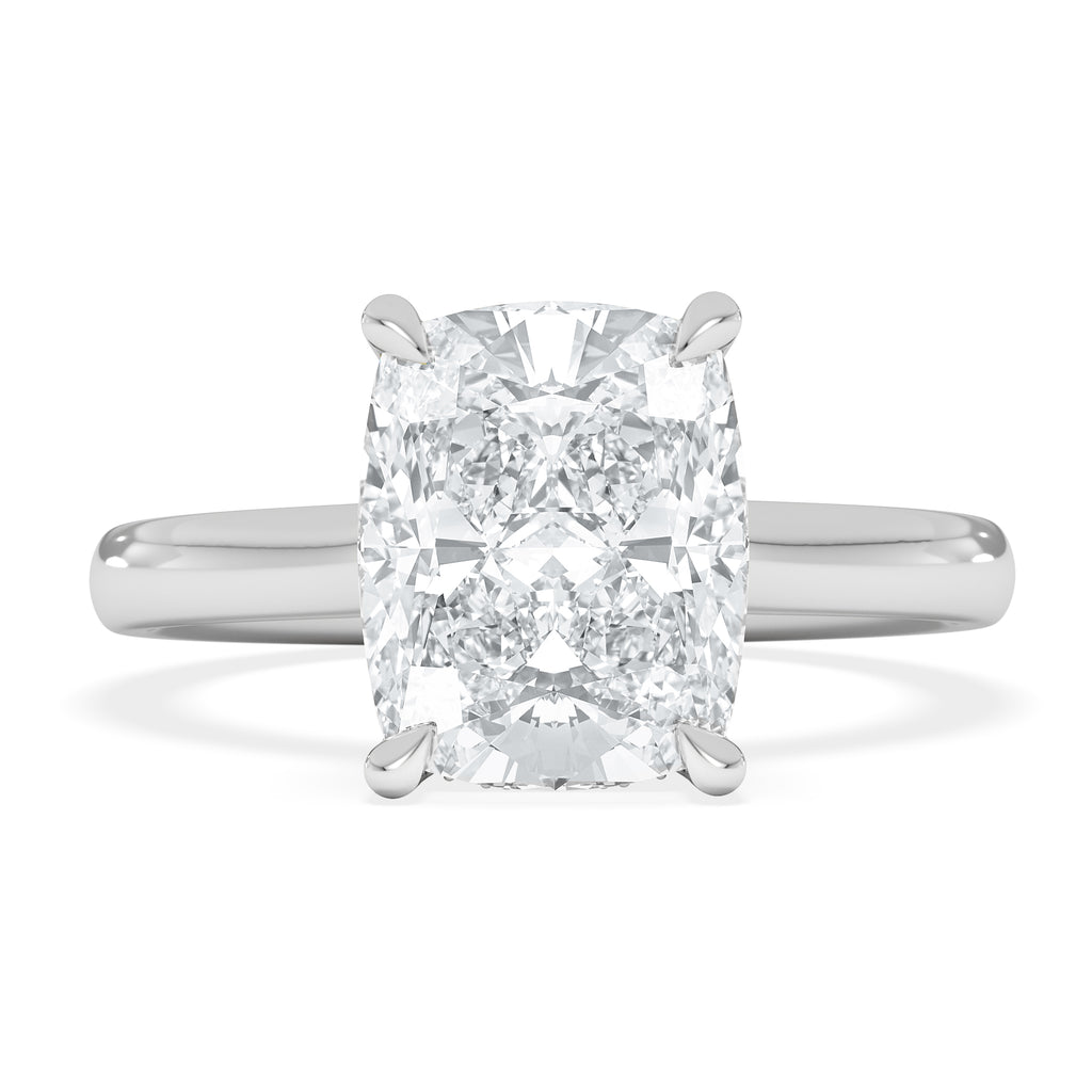 Amora 3.00ct Elongated Cushion Cut Lab Diamond Hidden Halo Solitaire Engagement Ring in Platinum