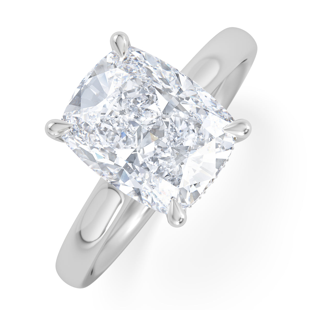 Amora 3.00ct Elongated Cushion Cut Lab Diamond Hidden Halo Solitaire Engagement Ring in Platinum