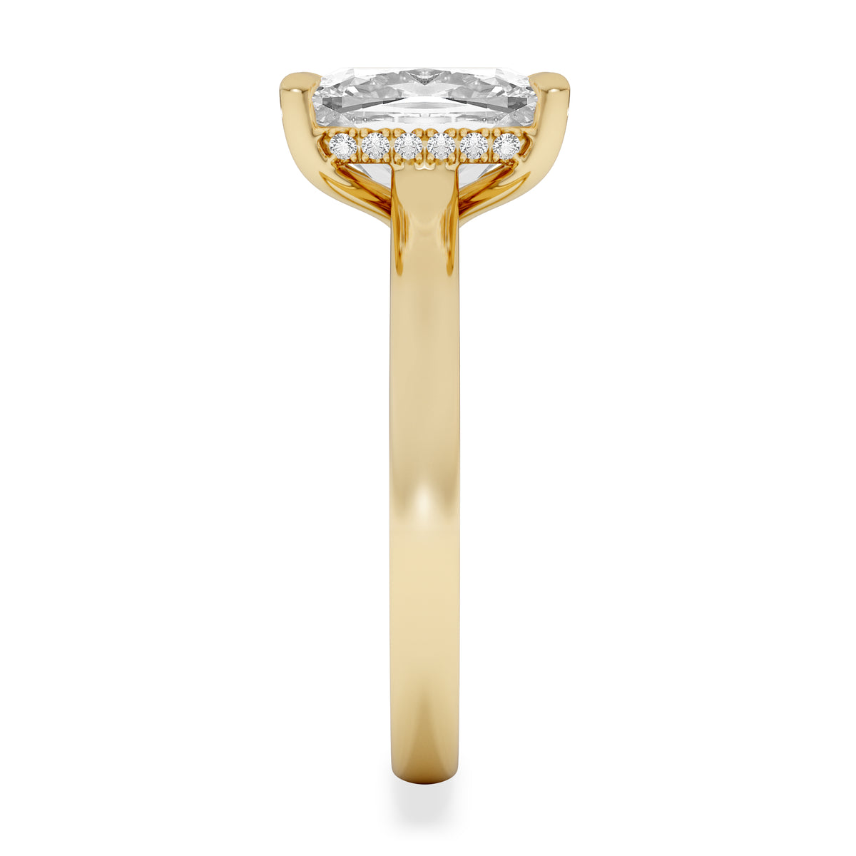 Amora 3.00ct Elongated Cushion Cut Lab Diamond Hidden Halo Solitaire Engagement Ring in 18K Yellow Gold