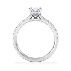 Amora 1.00ct Elongated Cushion Cut Lab Diamond Hidden Halo Engagement Ring with Side Stones in Platinum
