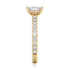 Amora 1.00ct Elongated Cushion Cut Lab Diamond Hidden Halo Engagement Ring with Side Stones in 18K Yellow Gold