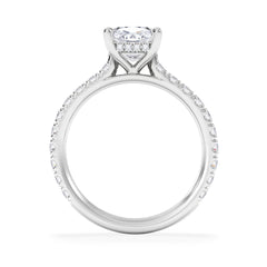 Amora 2.00ct Elongated Cushion Cut Lab Diamond Hidden Halo Engagement Ring with Side Stones in Platinum