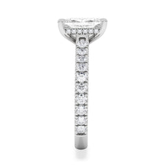 Amora 2.00ct Elongated Cushion Cut Lab Diamond Hidden Halo Engagement Ring with Side Stones in Platinum