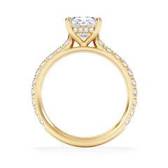 Amora 2.00ct Elongated Cushion Cut Lab Diamond Hidden Halo Engagement Ring with Side Stones in 18K Yellow Gold