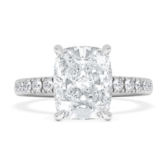Amora 3.00ct Elongated Cushion Cut Lab Diamond Hidden Halo Engagement Ring with Side Stones in Platinum