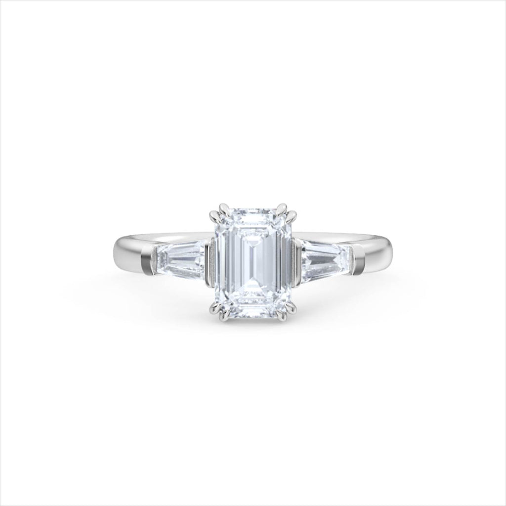 Manhattan 1.00ct Emerald Cut Lab Diamond 3 Stone Engagement Ring in Platinum