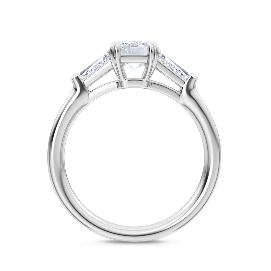 Manhattan 1.00ct Emerald Cut Lab Diamond 3 Stone Engagement Ring in Platinum