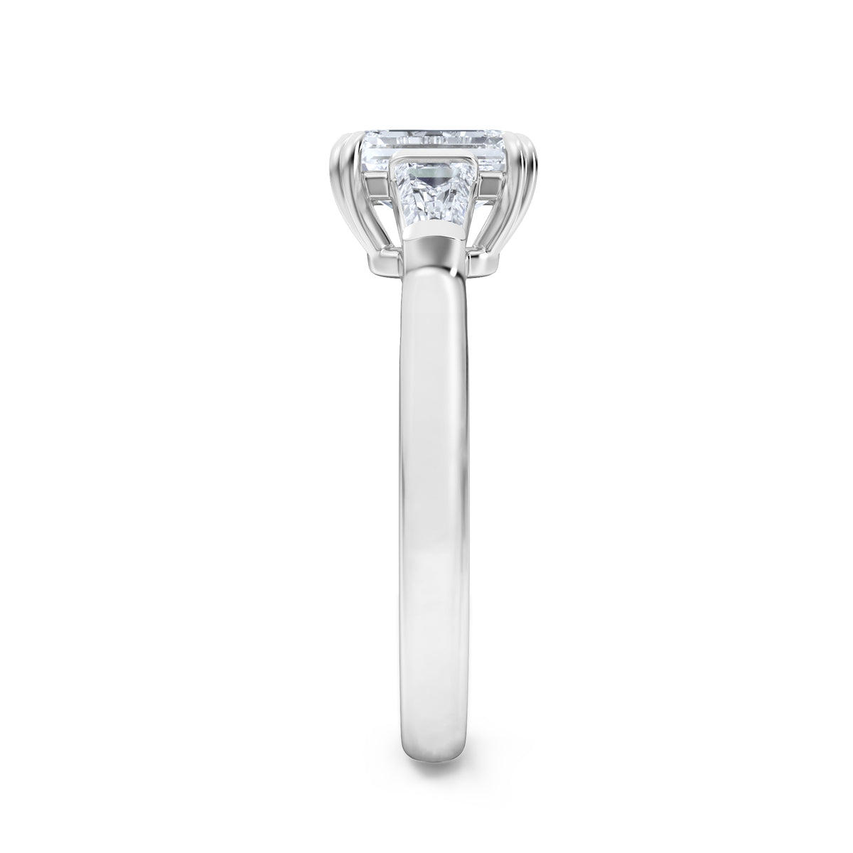 Manhattan 1.00ct Emerald Cut Lab Diamond 3 Stone Engagement Ring in Platinum