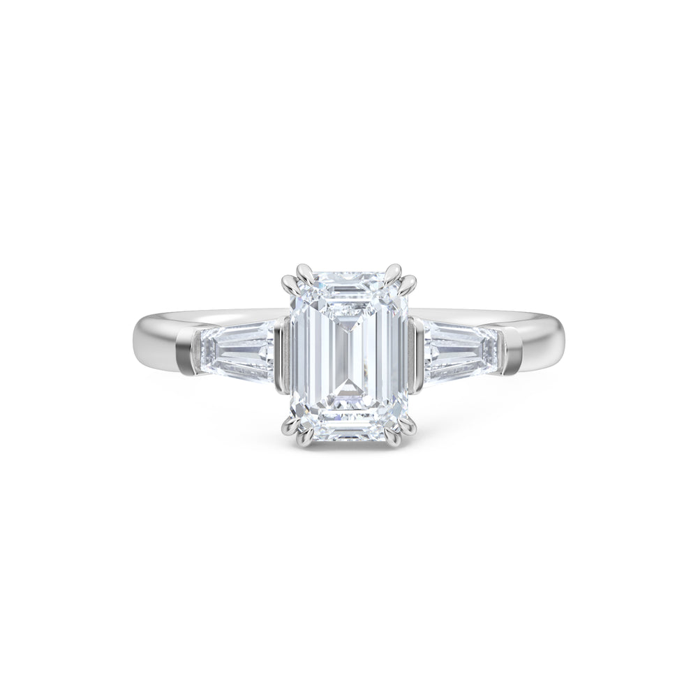 Manhattan 1.00ct Emerald Cut Lab Diamond 3 Stone Engagement Ring in Platinum