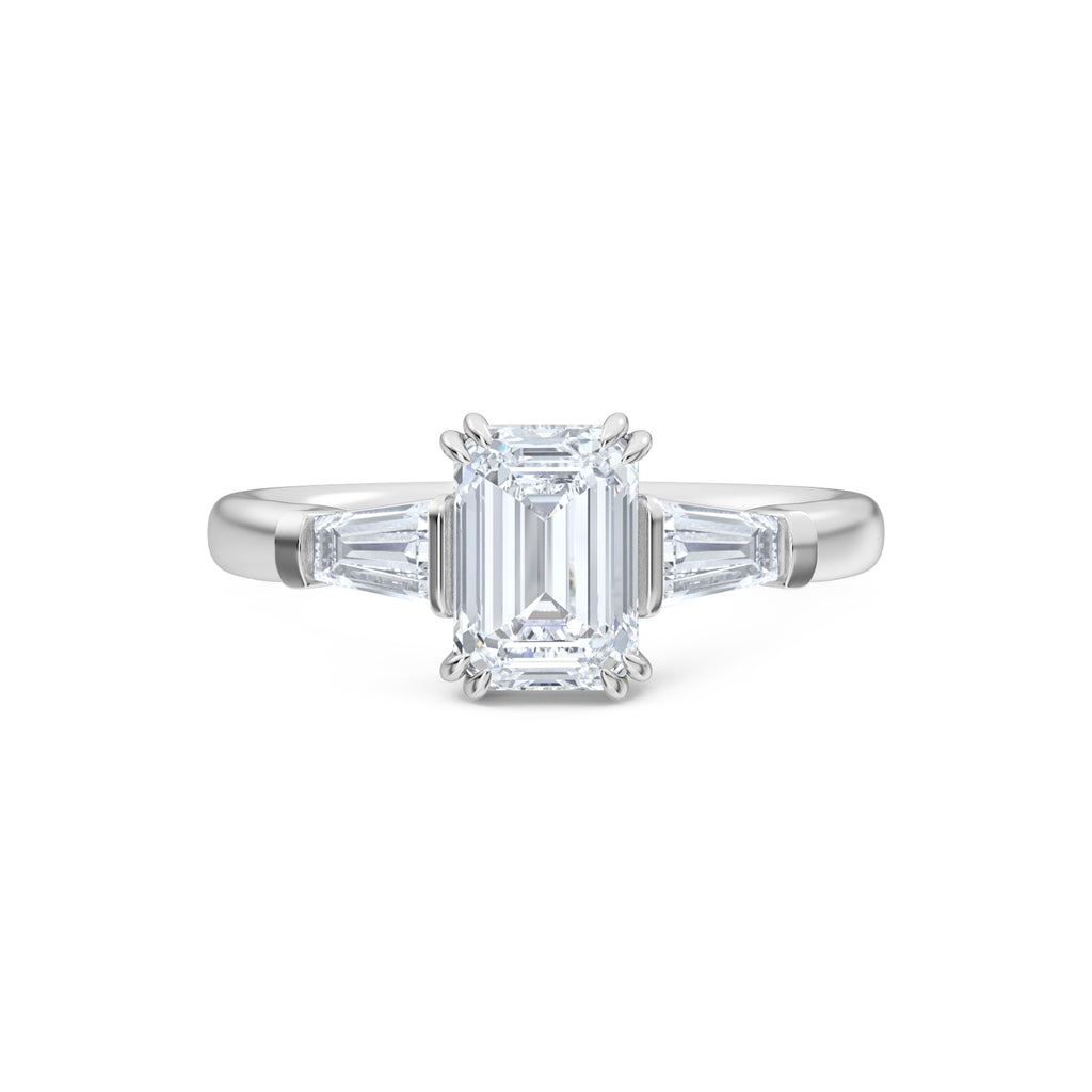 Manhattan 1.00ct Emerald Cut Lab Diamond 3 Stone Engagement Ring in Platinum