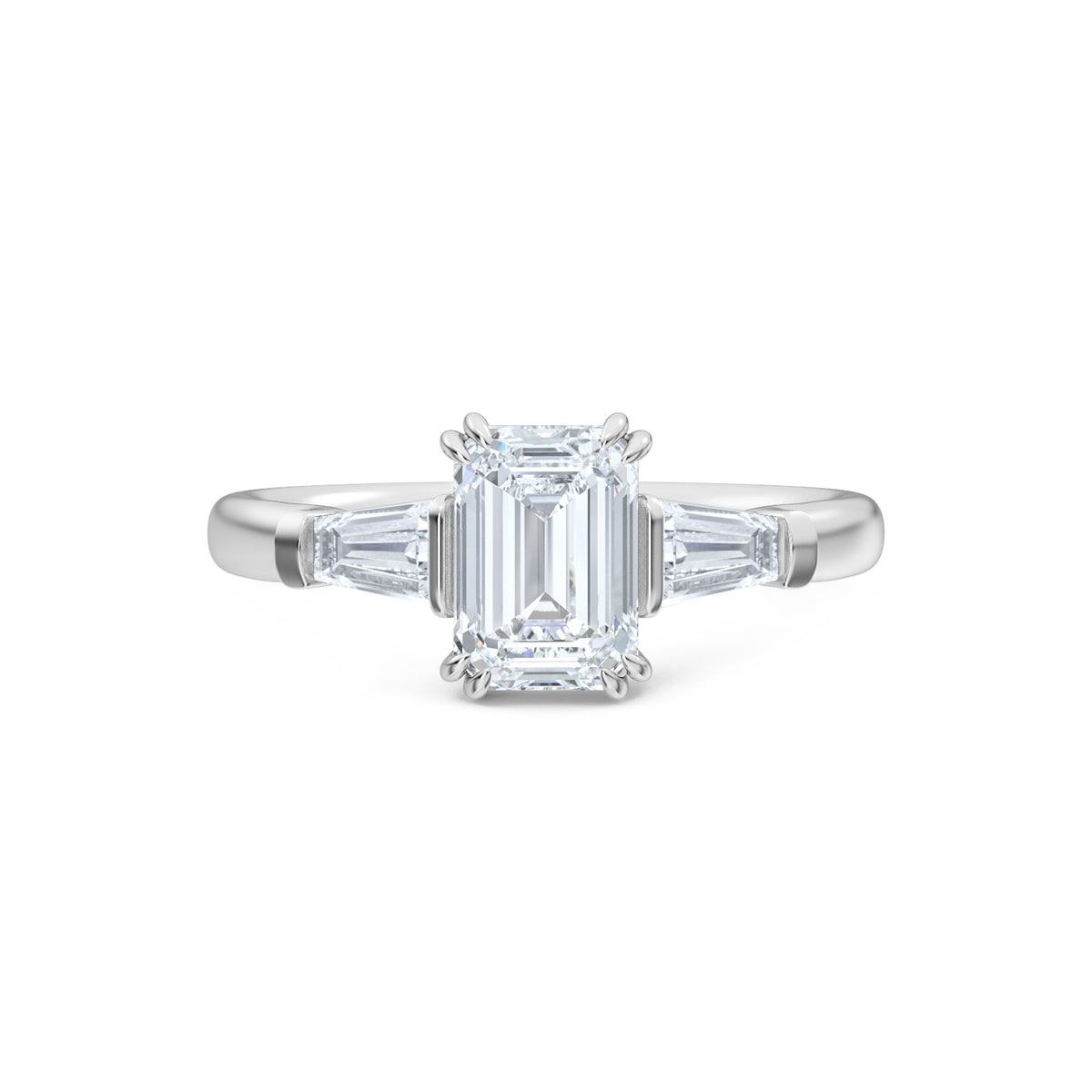 Manhattan 1.00ct Emerald Cut Lab Diamond 3 Stone Engagement Ring in Platinum