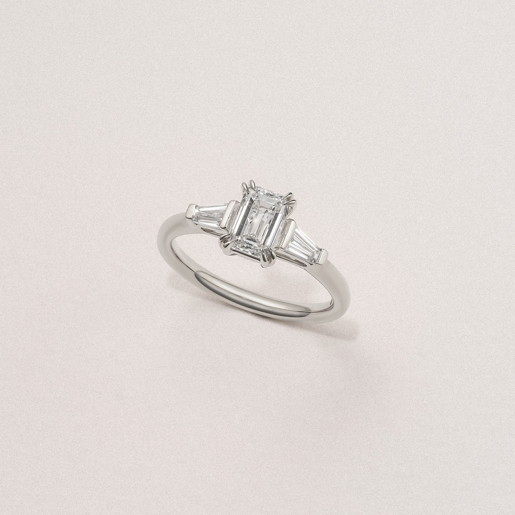 Manhattan 1.00ct Emerald Cut Lab Diamond 3 Stone Engagement Ring in Platinum