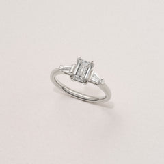 Manhattan 1.00ct Emerald Cut Lab Diamond 3 Stone Engagement Ring in Platinum