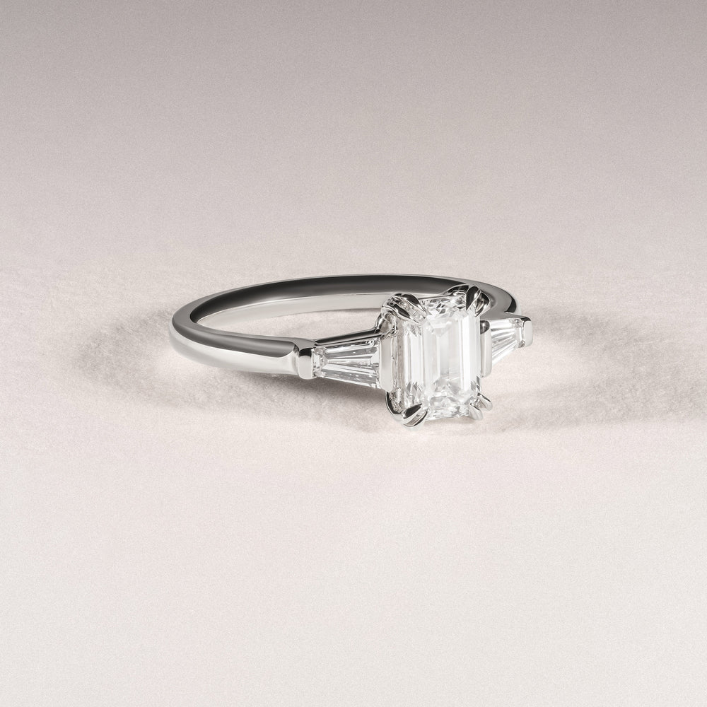 Manhattan 1.00ct Emerald Cut Lab Diamond 3 Stone Engagement Ring in Platinum