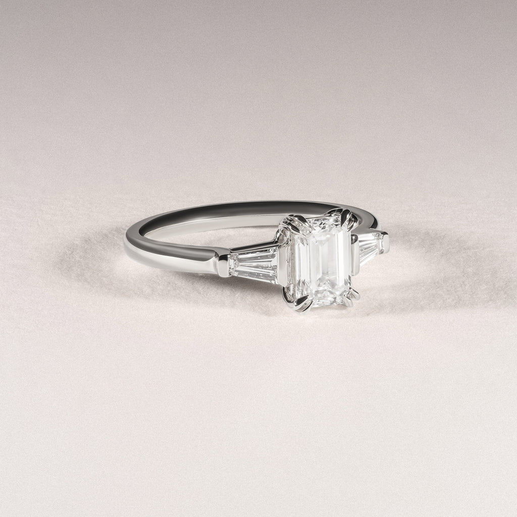Manhattan 1.00ct Emerald Cut Lab Diamond 3 Stone Engagement Ring in Platinum