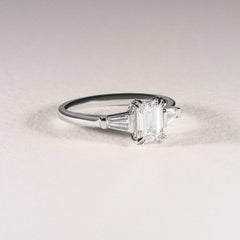 Manhattan 1.00ct Emerald Cut Lab Diamond 3 Stone Engagement Ring in Platinum
