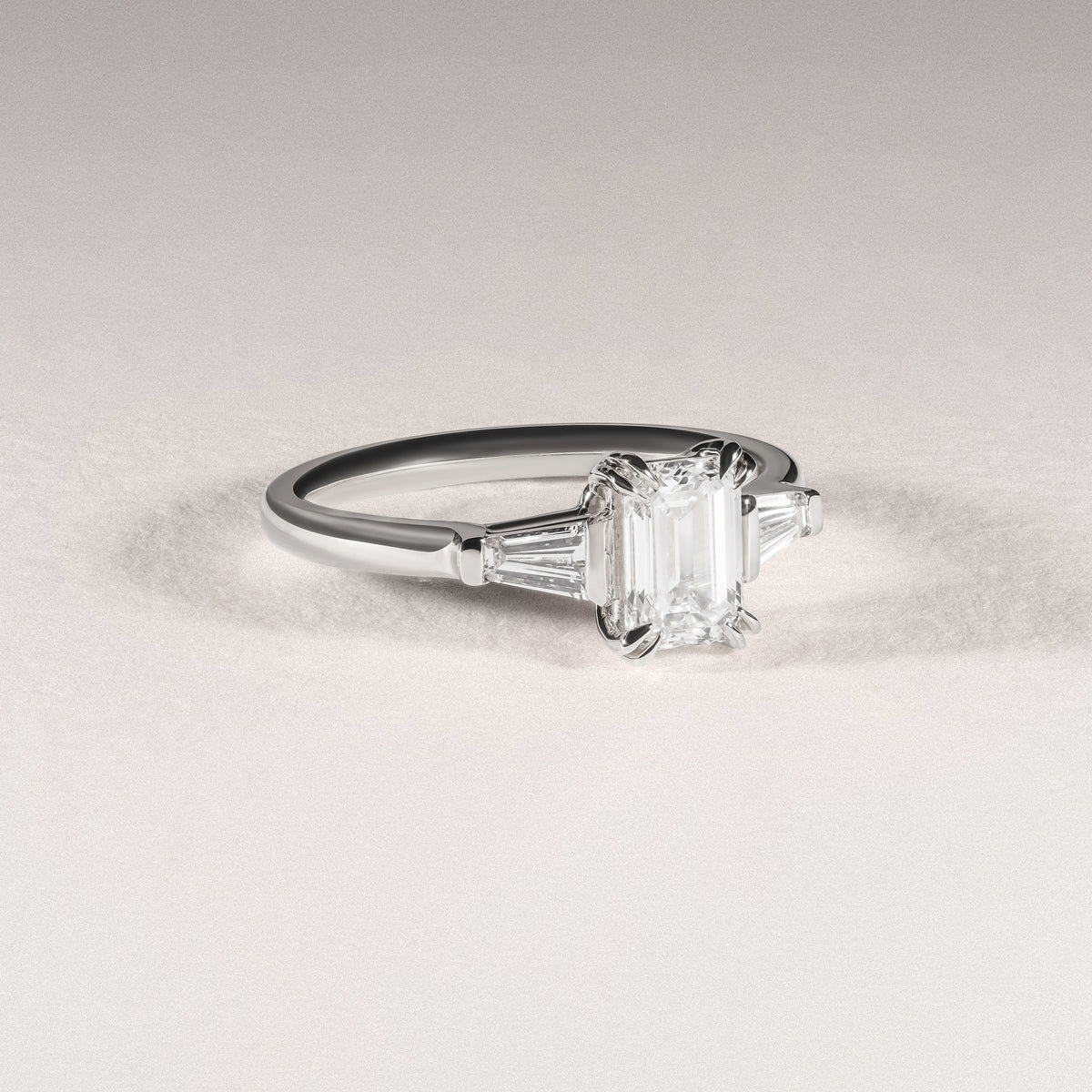 Manhattan 1.00ct Emerald Cut Lab Diamond 3 Stone Engagement Ring in Platinum