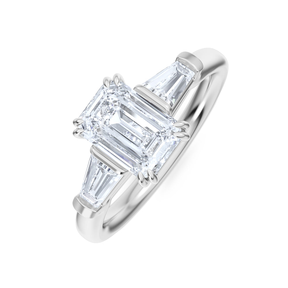 Manhattan 1.00ct Emerald Cut Lab Diamond 3 Stone Engagement Ring in Platinum