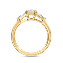 Manhattan 1.00ct Emerald Cut Lab Diamond 3 Stone Engagement Ring in 18K Yellow Gold