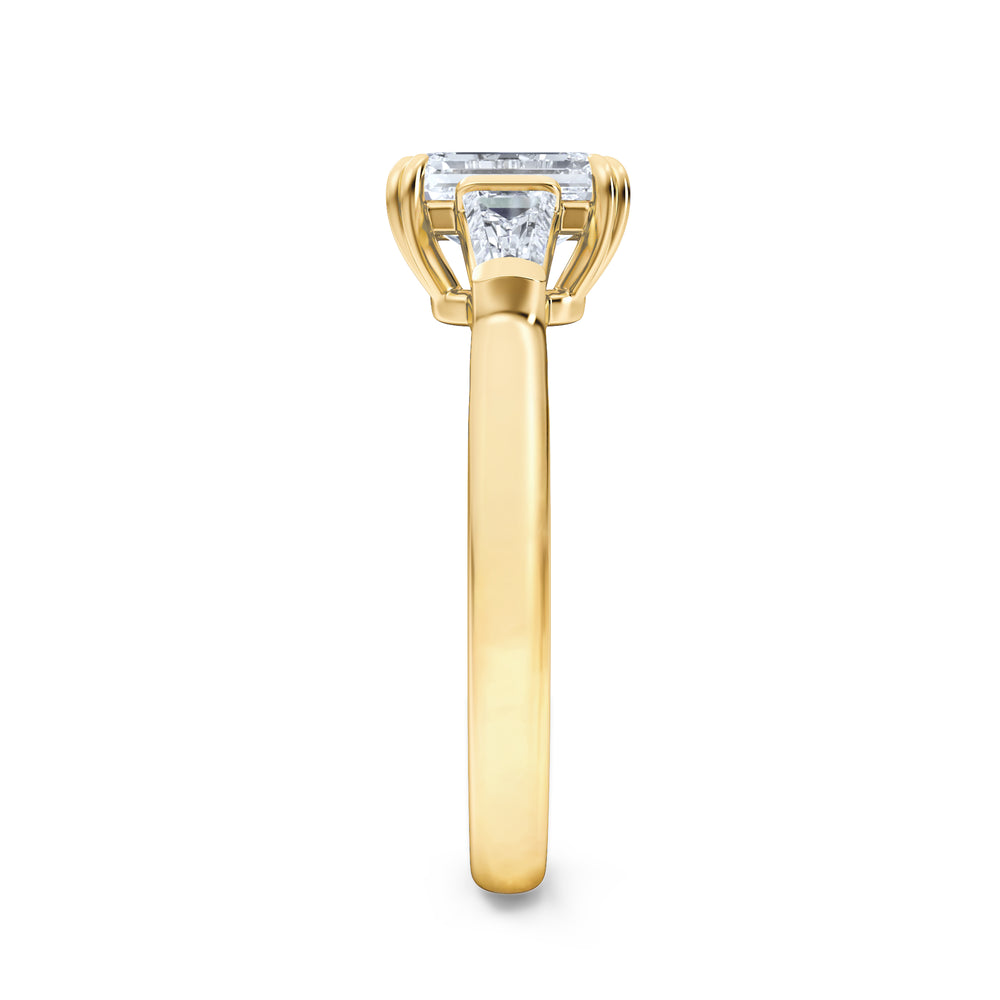 Manhattan 1.00ct Emerald Cut Lab Diamond 3 Stone Engagement Ring in 18K Yellow Gold