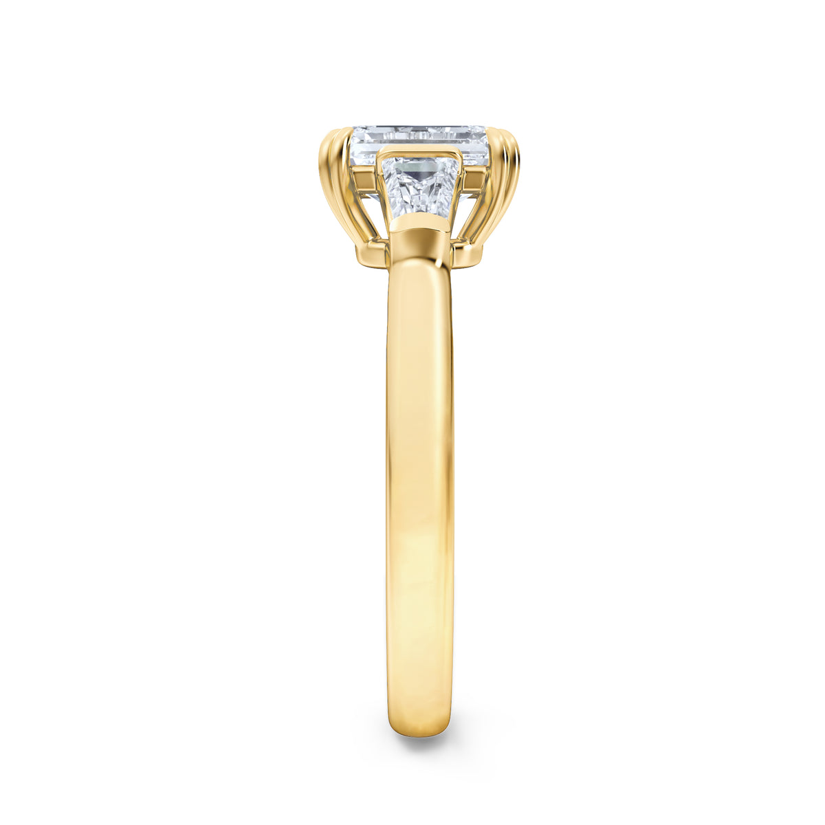 Manhattan 1.00ct Emerald Cut Lab Diamond 3 Stone Engagement Ring in 18K Yellow Gold
