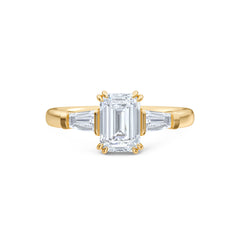 Manhattan 1.00ct Emerald Cut Lab Diamond 3 Stone Engagement Ring in 18K Yellow Gold