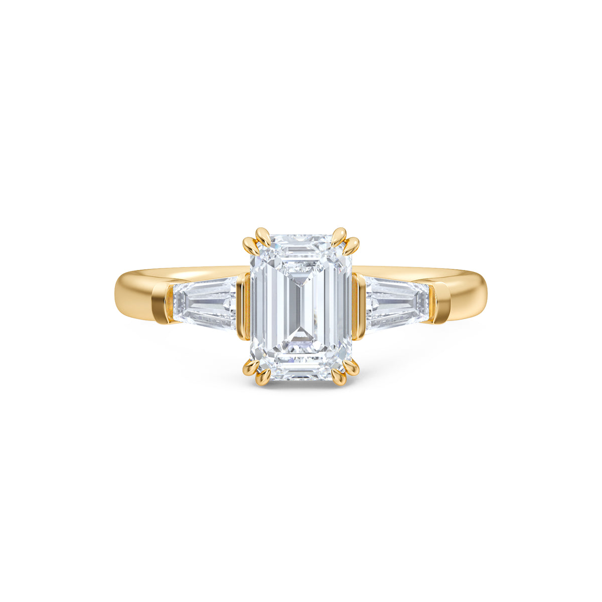 Manhattan 1.00ct Emerald Cut Lab Diamond 3 Stone Engagement Ring in 18K Yellow Gold