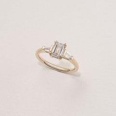 Manhattan 1.00ct Emerald Cut Lab Diamond 3 Stone Engagement Ring in 18K Yellow Gold