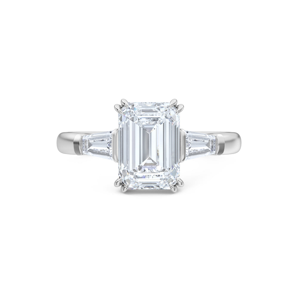 Manhattan 2.00ct Emerald Cut Lab Diamond 3 Stone Engagement Ring in Platinum