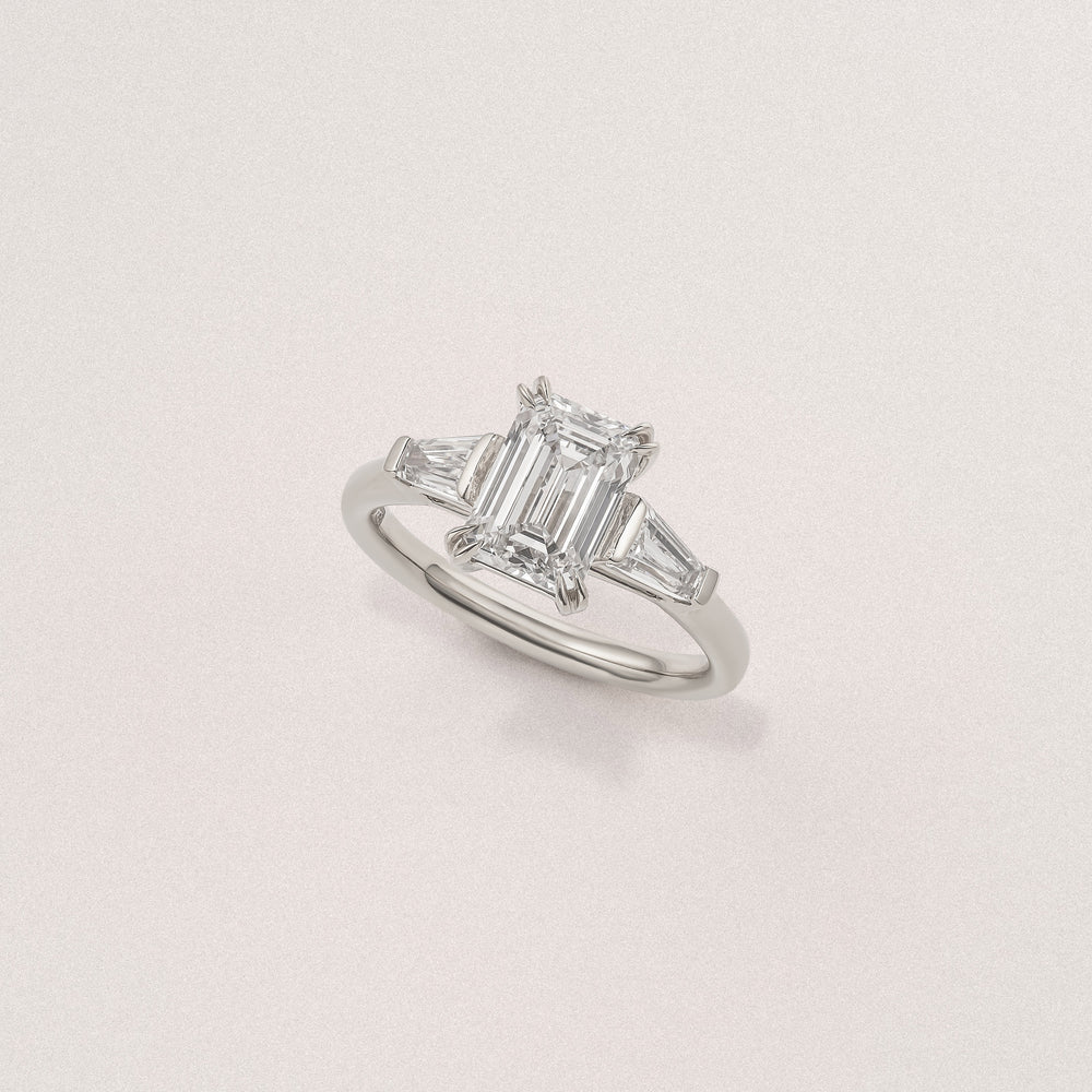 Manhattan 2.00ct Emerald Cut Lab Diamond 3 Stone Engagement Ring in Platinum
