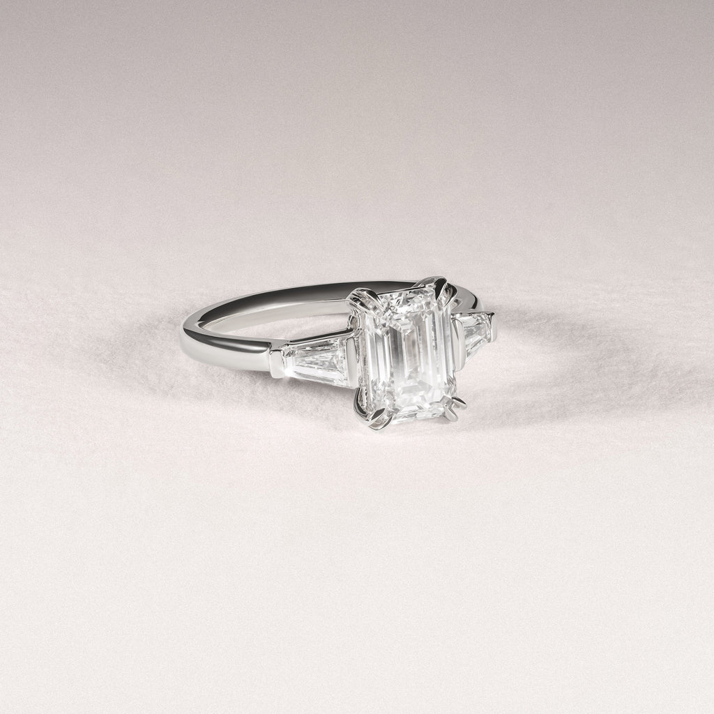 Manhattan 2.00ct Emerald Cut Lab Diamond 3 Stone Engagement Ring in Platinum