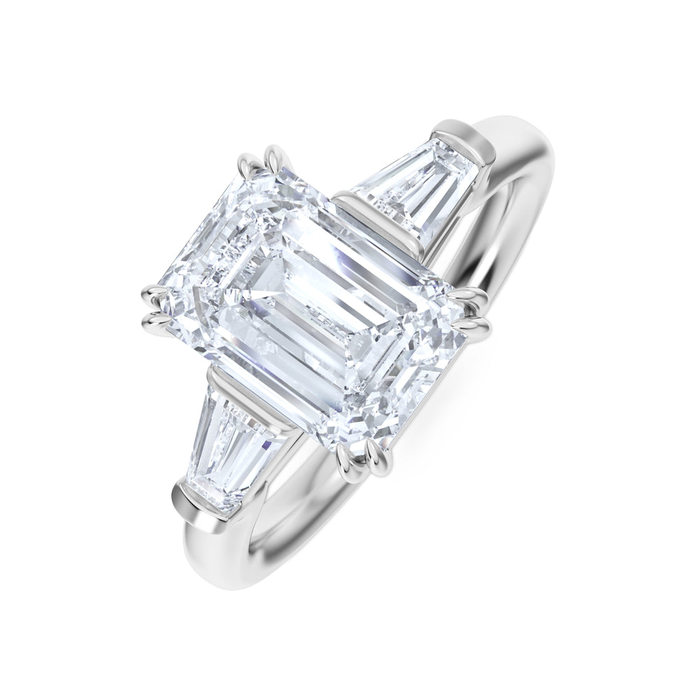 Manhattan 2.00ct Emerald Cut Lab Diamond 3 Stone Engagement Ring in Platinum