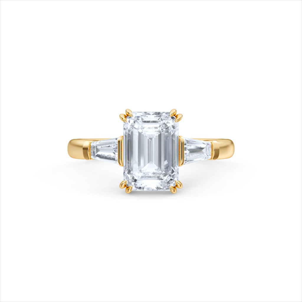 Manhattan 2.00ct Emerald Cut Lab Diamond 3 Stone Engagement Ring in 18K Yellow Gold