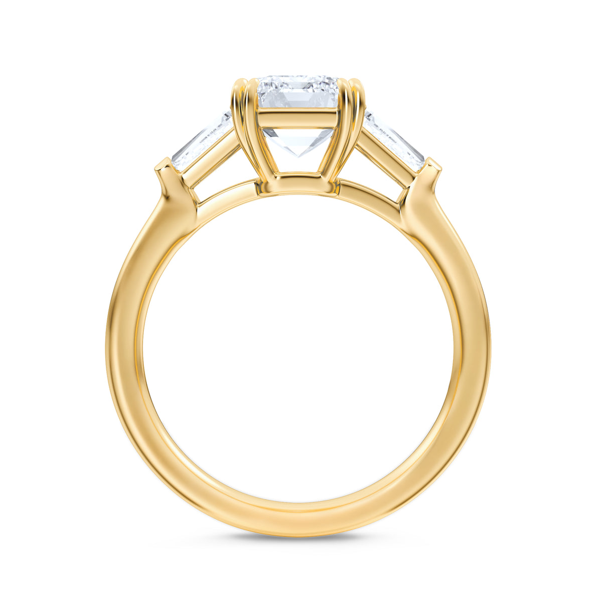 Manhattan 2.00ct Emerald Cut Lab Diamond 3 Stone Engagement Ring in 18K Yellow Gold